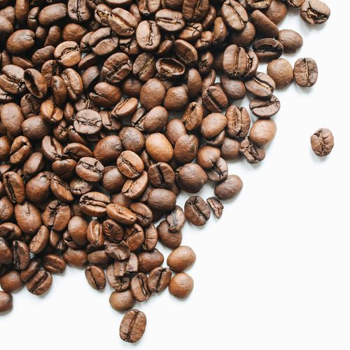 Roasted coffee beans, close up